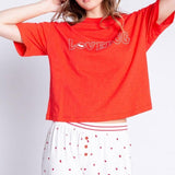 Shop PJ Salvage PJ Salvage Lovebug Red Cotton T-Shirt Pyjamas for women – premium loungewear and festival fashion at Spoiled Brat