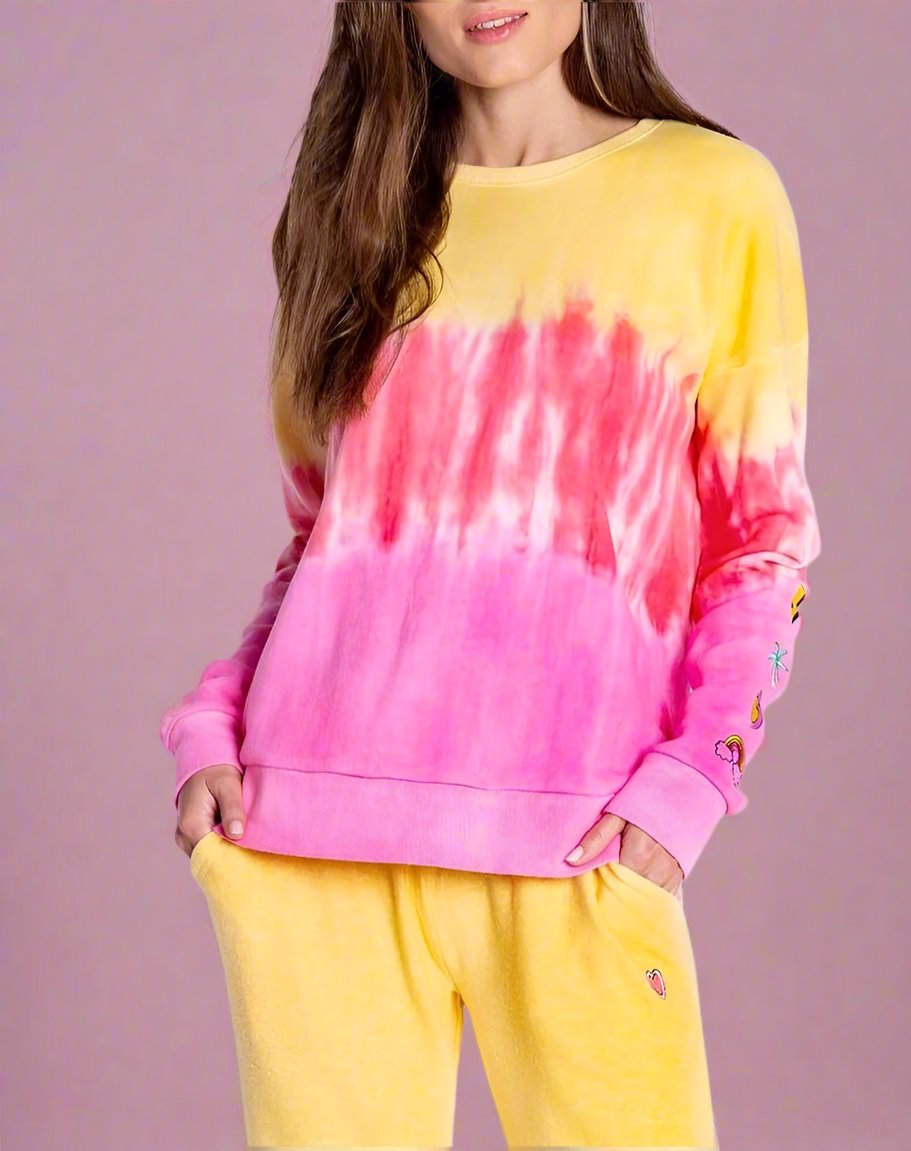 PJ Salvage One Love Ombre Tie Dye Crew Neck Long Sleeve Sweater Sweater by PJ Salvage as seen on celebrities