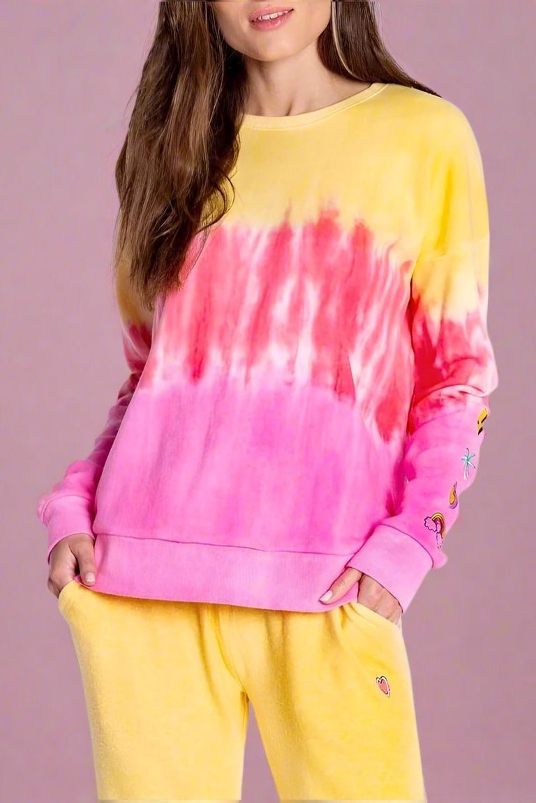 Shop PJ Salvage PJ Salvage One Love Ombre Tie Dye Crew Neck Long Sleeve Sweater Sweater for women – premium loungewear and festival fashion at Spoiled Brat