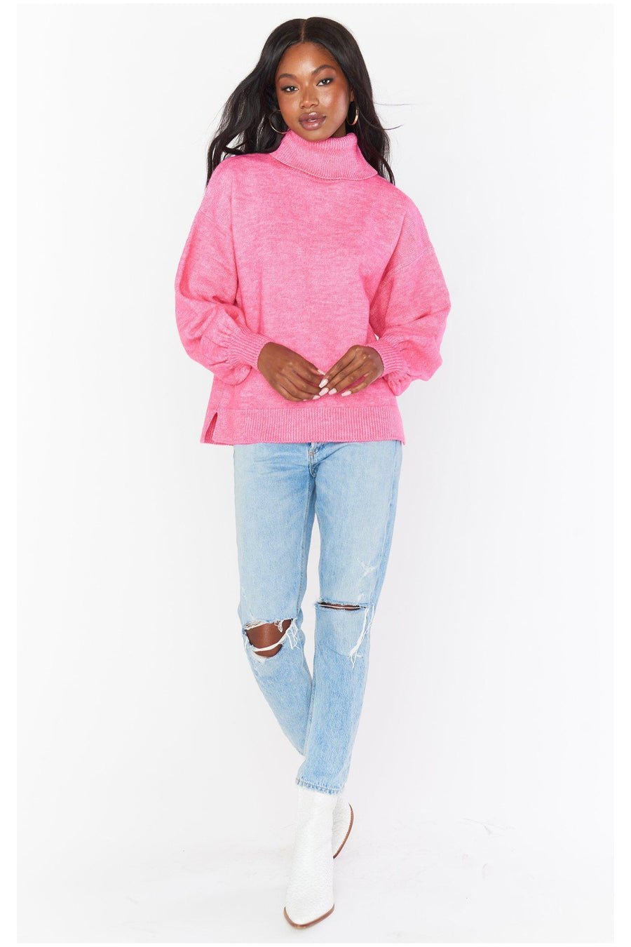 Shop Show Me Your Mumu Show Me Your Mumu Chester Hot Pink Knit Jumper online at Spoiled Brat