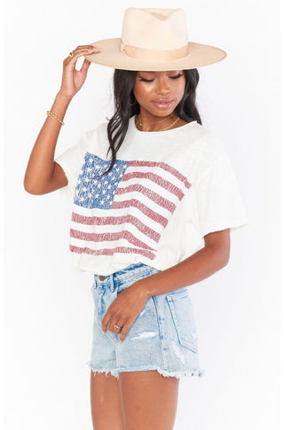 Shop Show Me Your Mumu Cooper American Flag T-Shirt - Premium T-Shirt from Show Me Your Mumu Online now at Spoiled Brat 