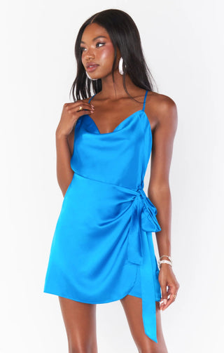 Shop Show Me Your Mumu Eve Blue Satin Mini Dress - Spoiled Brat  Online