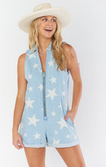 Shop Show Me Your Mumu Show Me Your Mumu Reno Star Denim Romper Suit online at Spoiled Brat