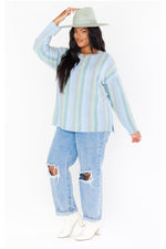 Shop Show Me Your Mumu SHOW ME YOUR MUMU TRUE BLUE ATLAS SWEATER in the style of Vanessa Hudgens online at Spoiled Brat