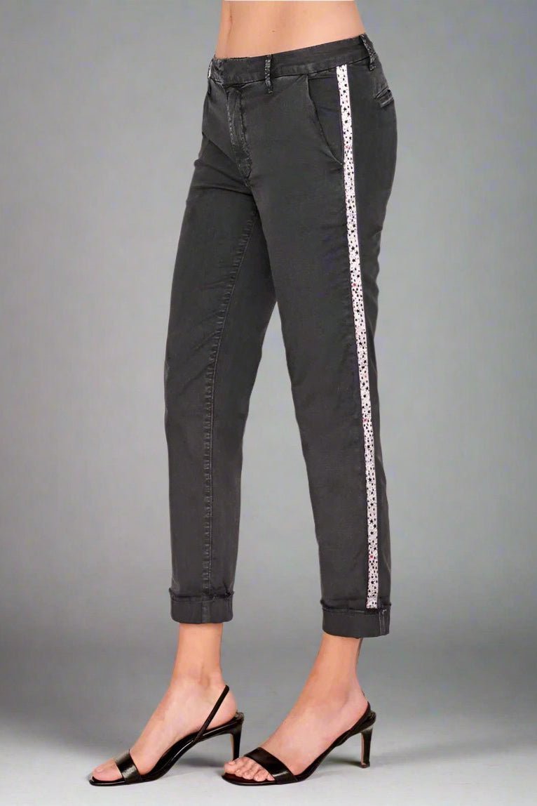 Shop Sundry Sundry Star Glitter Stripe Roll Up Chino Trousers Trousers for women – premium loungewear and festival fashion at Spoiled Brat