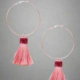 Suzywan DELUXE Fuchsia Tassel Hoop Earrings