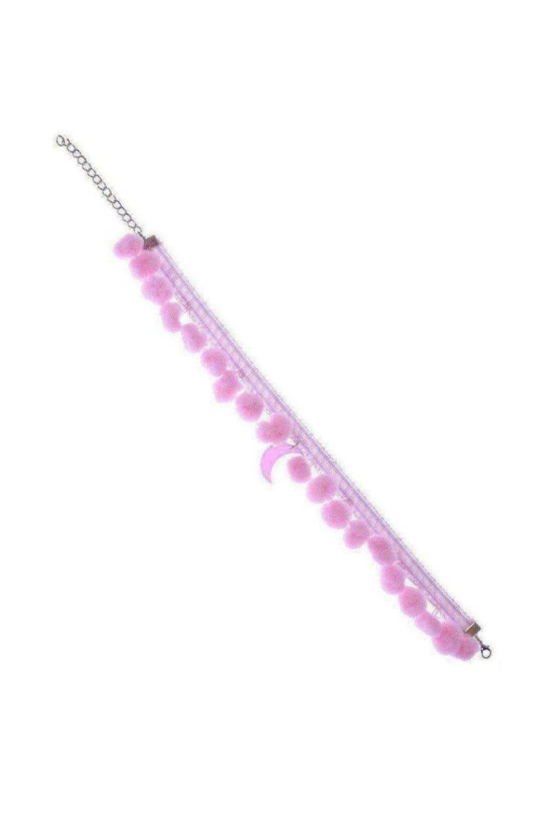 Shop Suzywan DELUXE Suzywan DELUXE Pink Moon Pom Pom Choker Choker for women – premium loungewear and festival fashion at Spoiled Brat