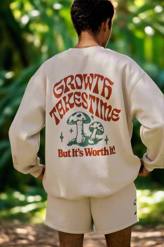 Shop The Mayfair Group Mayfair Growth Takes Time Crewneck Sweater as seen on Courtney Green Sweater for women – premium loungewear and festival fashion at Spoiled Brat