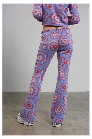 Shop The Ragged Priest Power Floral Knit Flare Trousers - Spoiled Brat  Online