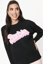 Shop Unique Vintage Barbie x Unique Vintage Black Barbie Logo Sweater Sweatshirt for women – premium loungewear and festival fashion at Spoiled Brat