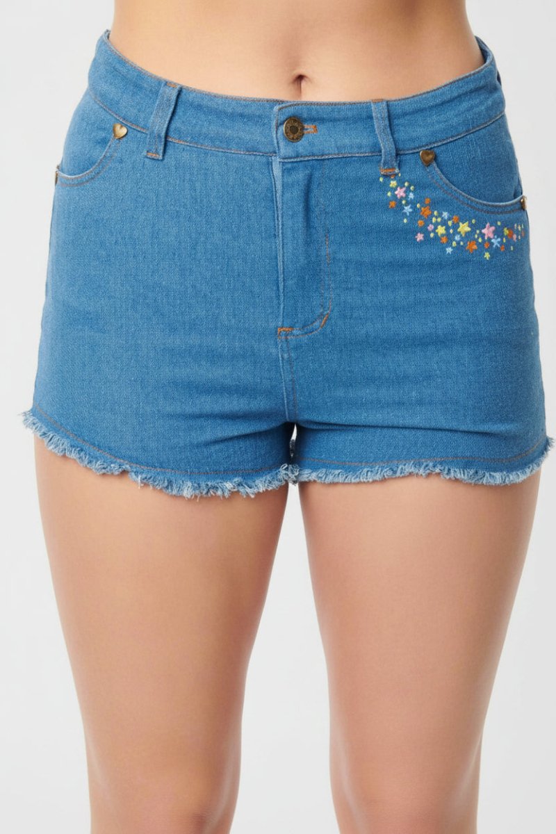 Shop Unique Vintage Care Bears x Unique Vintage Funshine Denim Shorts Shorts for women – premium loungewear and festival fashion at Spoiled Brat