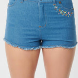 Shop Unique Vintage Care Bears x Unique Vintage Funshine Denim Shorts Shorts for women – premium loungewear and festival fashion at Spoiled Brat