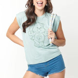 Shop Unique Vintage Care Bears x Unique Vintage Funshine Denim Shorts Shorts for women – premium loungewear and festival fashion at Spoiled Brat