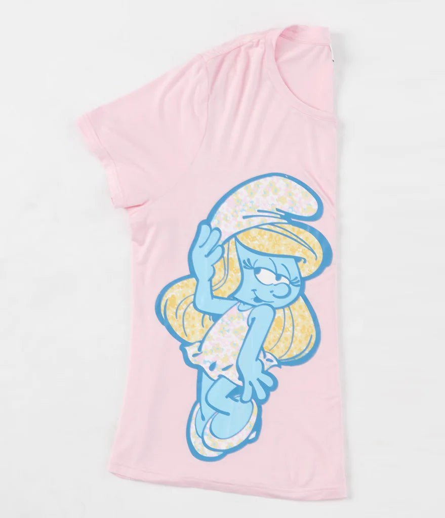 The Smurfs x Unique Vintage Pink Smurfs Fitted Tee - Spoiled Brat