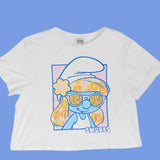 Shop Unique Vintage The Smurfs x Unique Vintage White Cropped Graphic Tee Top for women – premium loungewear and festival fashion at Spoiled Brat