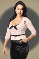 Unique Vintage Betty Boop x Unique Vintage Light Pink Sweetheart Cardigan Cardigan by Unique Vintage as seen on celebrities