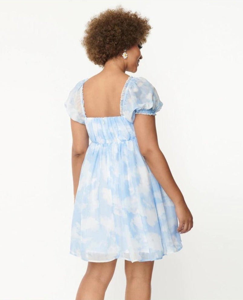 Shop Unique Vintage Unique Vintage Cloud Print Belle Babydoll Dress Dress for women – premium loungewear and festival fashion at Spoiled Brat
