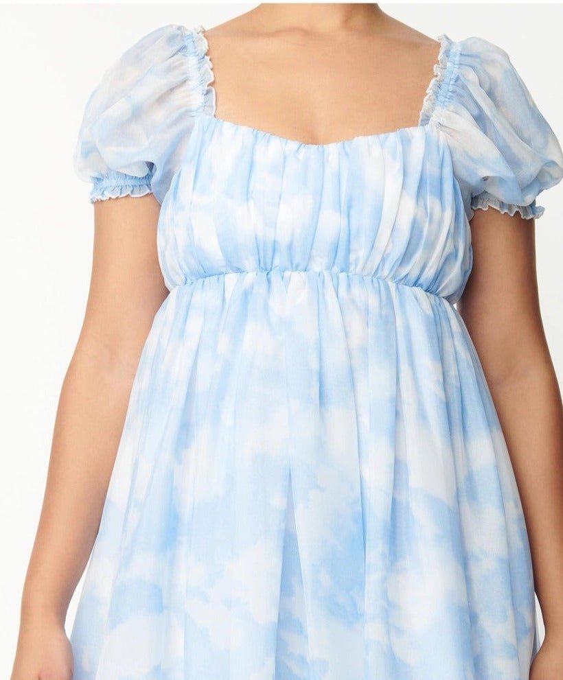 Shop Unique Vintage Unique Vintage Cloud Print Belle Babydoll Dress Dress for women – premium loungewear and festival fashion at Spoiled Brat