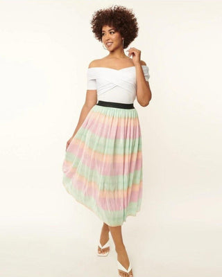 Shop Unique Vintage Pastel Ombre Pleated Hilty Skirt - Spoiled Brat  Online
