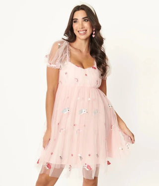 Shop Unique Vintage Pink & Unicorn Mesh Babydoll Belle Dress - Spoiled Brat  Online