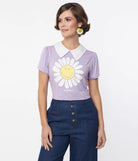 Unique Vintage x Smiley® Purple Flower Tee Top Top by Unique Vintage as seen on celebrities