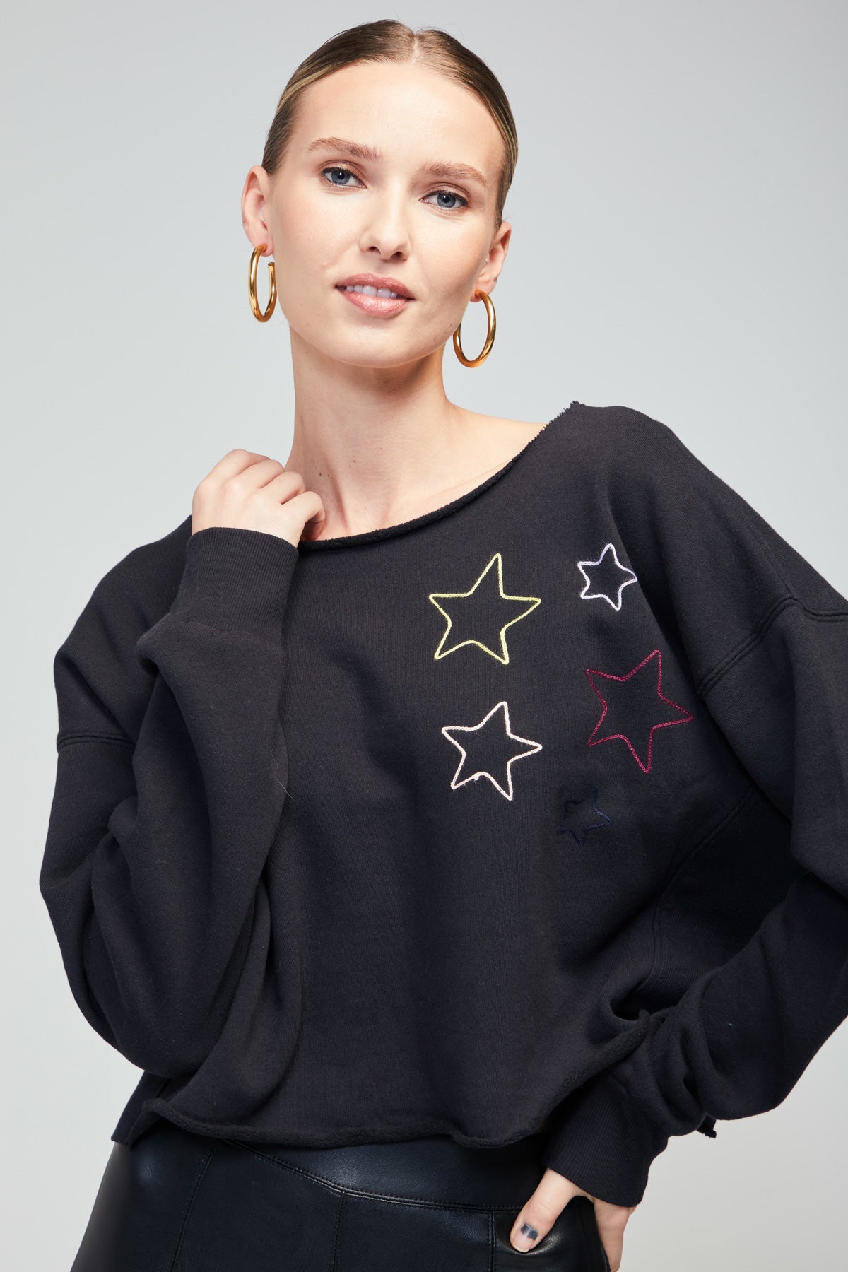 Shop Wildfox Wildfox Stitched Stars Moshpit Pullover online at Spoiled Brat