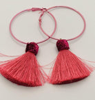 Shop Suzywan DELUXE Suzywan DELUXE Fuchsia Tassel Hoop Earrings Earrings for women – premium loungewear and festival fashion at Spoiled Brat