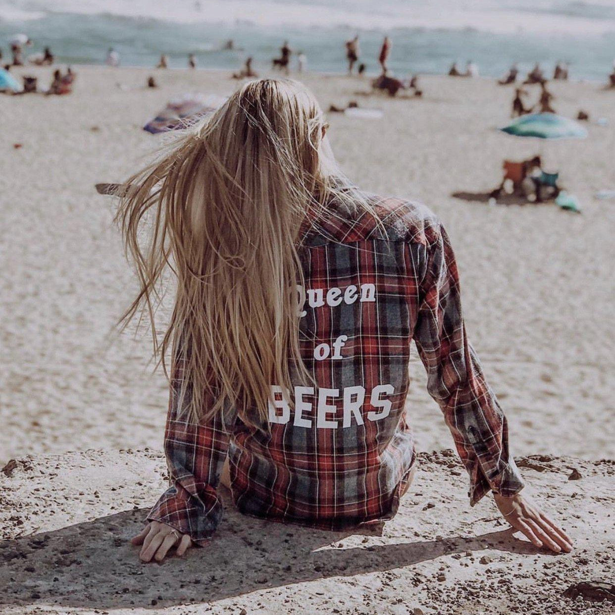 The Laundry Room Queen Of Beers Kurt Plaid Shirt by The Laundry Room – Check Shirt – One Size | Spoiled Brat UK