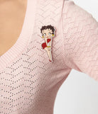 Shop Unique Vintage Unique Vintage Betty Boop x Unique Vintage Light Pink Sweetheart Cardigan Cardigan for women – premium loungewear and festival fashion at Spoiled Brat